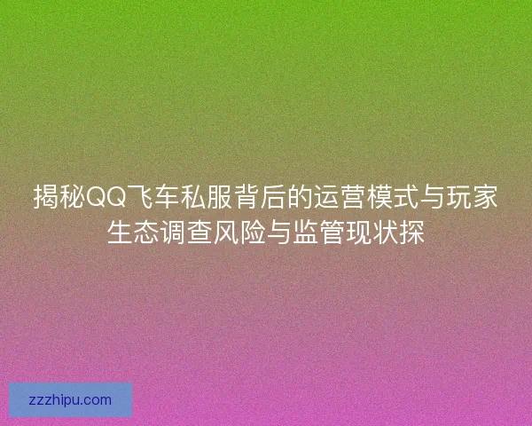 揭秘QQ飞车私服背后的运营模式与玩家生态调查风险与监管现状探