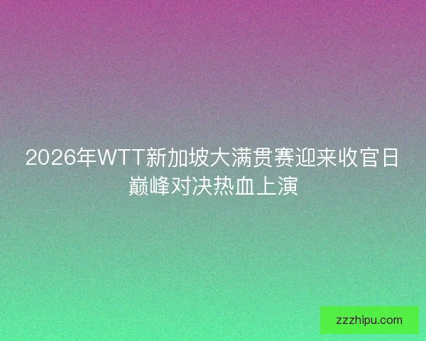 2026年WTT新加坡大满贯赛迎来收官日巅峰对决热血上演