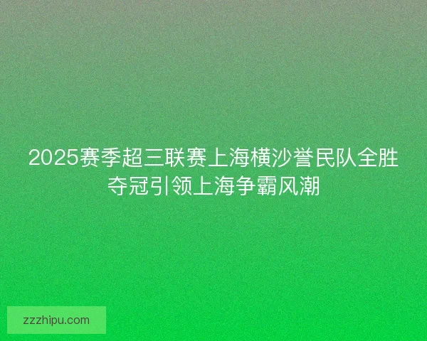 2025赛季超三联赛上海横沙誉民队全胜夺冠引领上海争霸风潮 2025赛季超三联赛上海横沙誉民队全胜夺冠引领上海争霸风潮