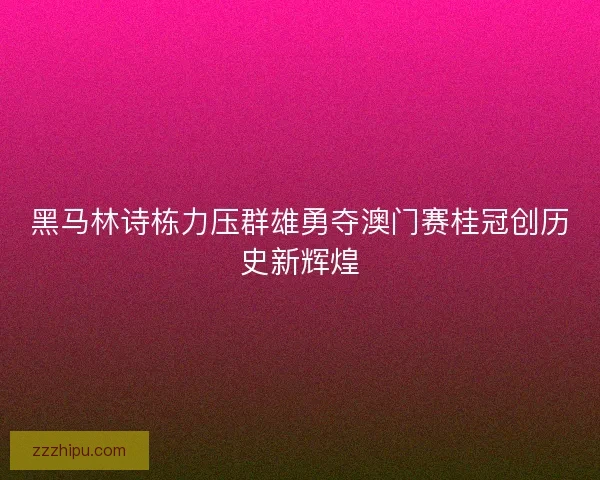 黑马林诗栋力压群雄勇夺澳门赛桂冠创历史新辉煌 黑马林诗栋力压群雄勇夺澳门赛桂冠创历史新辉煌