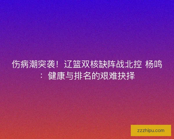 伤病潮突袭！辽篮双核缺阵战北控 杨鸣：健康与排名的艰难抉择