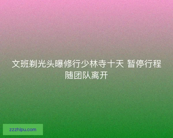 文班剃光头曝修行少林寺十天 暂停行程随团队离开 文班剃光头曝修行少林寺十天 暂停行程随团队离开