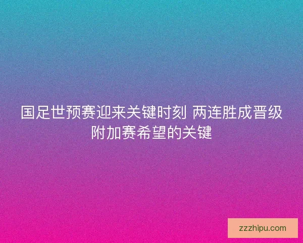 国足世预赛迎来关键时刻 两连胜成晋级附加赛希望的关键